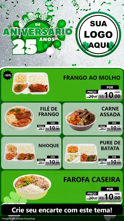Modelo de TV para TV Vertical com o tema Promoção de Aniversário - 25 Anos para Restaurante