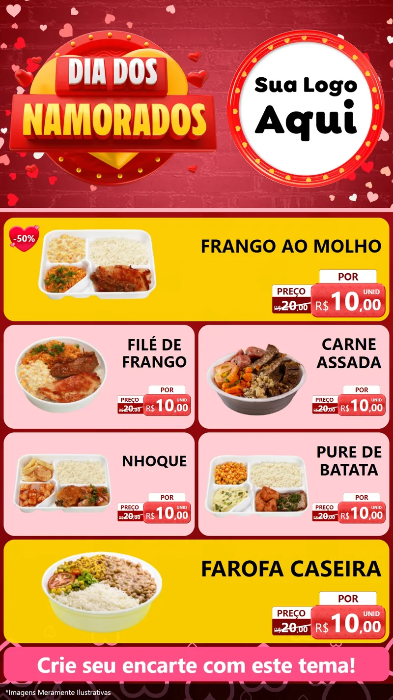 Modelo de TV para TV Vertical com o tema Dia Dos Namorados para Restaurante