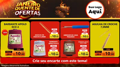 Modelo de TV para TV Horizontal com o tema Janeiro Quente de Ofertas para Armarinho e Aviamentos