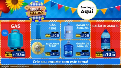 Modelo de TV para TV Horizontal com o tema Arraiá de Ofertas para Água e gás