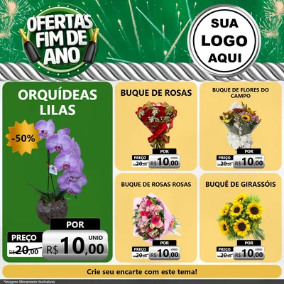 Modelo de Rede Social para Feed Facebook com o tema Ofertas Fim de Ano para Floricultura e jardim