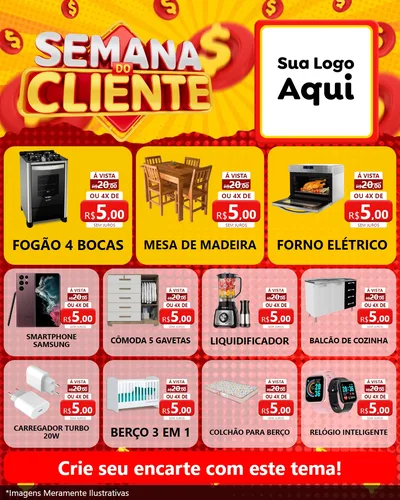 Modelo de Rede Social para Feed Instagram com o tema Semana do Cliente para Móveis e Eletro