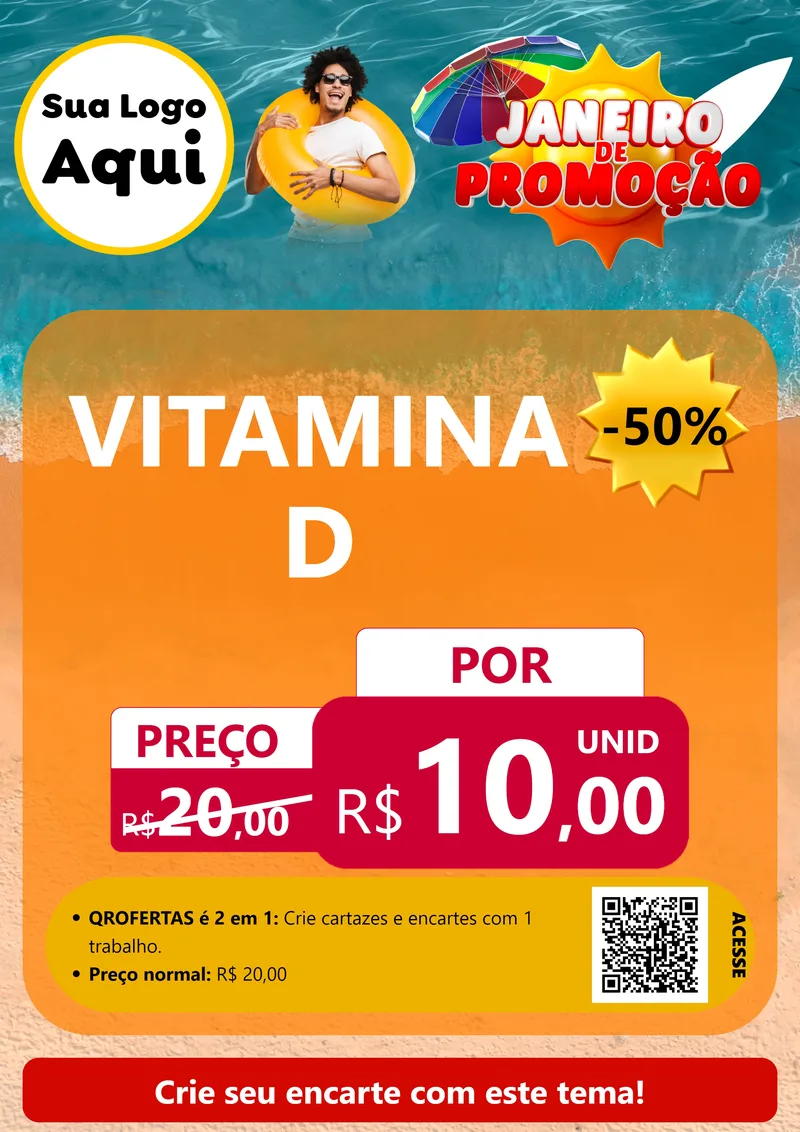 Modelo de Cartaz para Cartaz A4 Vertical com o tema Janeiro de Promoção para Farmácia