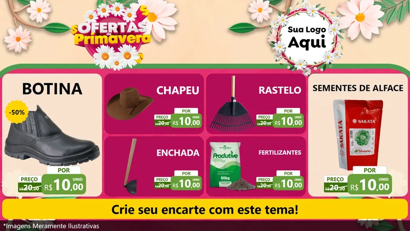 Modelo de TV para TV Horizontal com o tema Ofertas de Primavera para Agropecuária