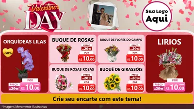 Modelo de TV para TV Horizontal com o tema Valentine's Day para Floricultura e jardim