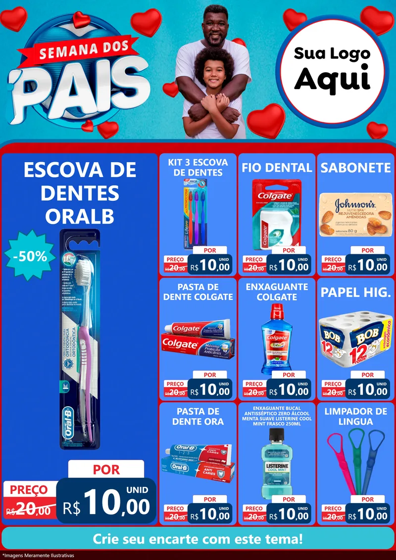 Modelo de Encarte para Encarte A4 Vertical com o tema Semana Dos Pais para Higiene Pessoal
