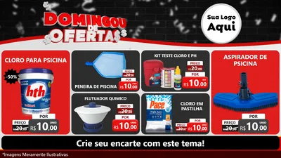 Modelo de TV para TV Horizontal com o tema Domingou de Ofertas para Produtos para Piscina