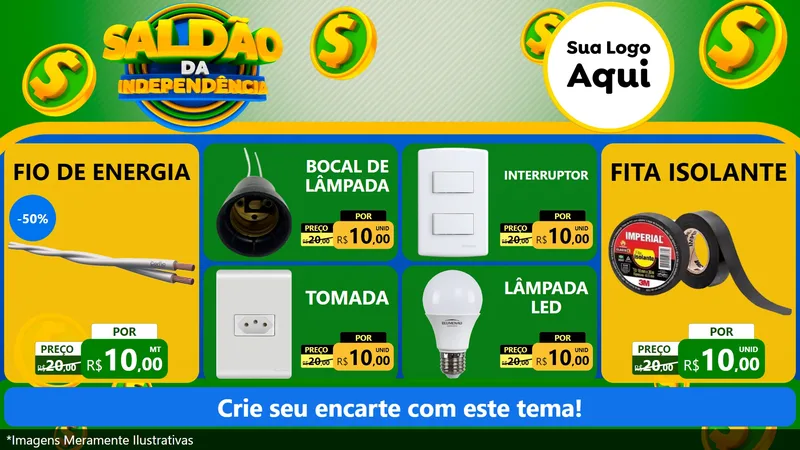 Modelo de TV para TV Horizontal com o tema Saldão da Indepêndencia para Materiais Elétricos