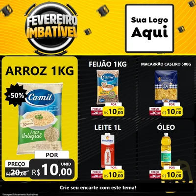 Modelo de Rede Social para Feed Facebook com o tema Fevereiro Imbatível para Supermercado
