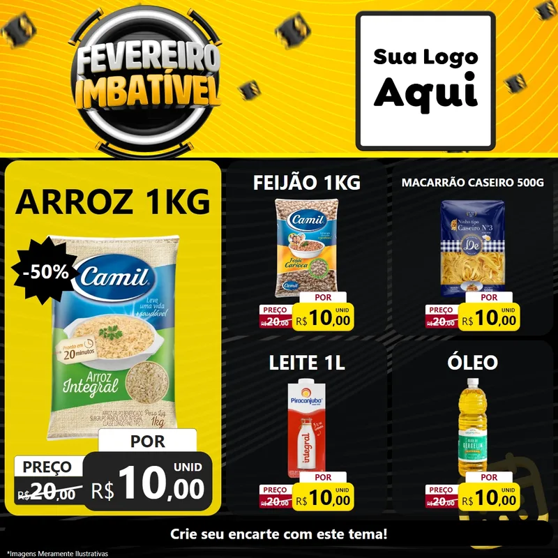 Modelo de Rede Social para Feed Facebook com o tema Fevereiro Imbatível para Supermercado