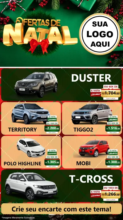 Modelo de TV para TV Vertical com o tema Ofertas de Natal para Concessionaria de Carros