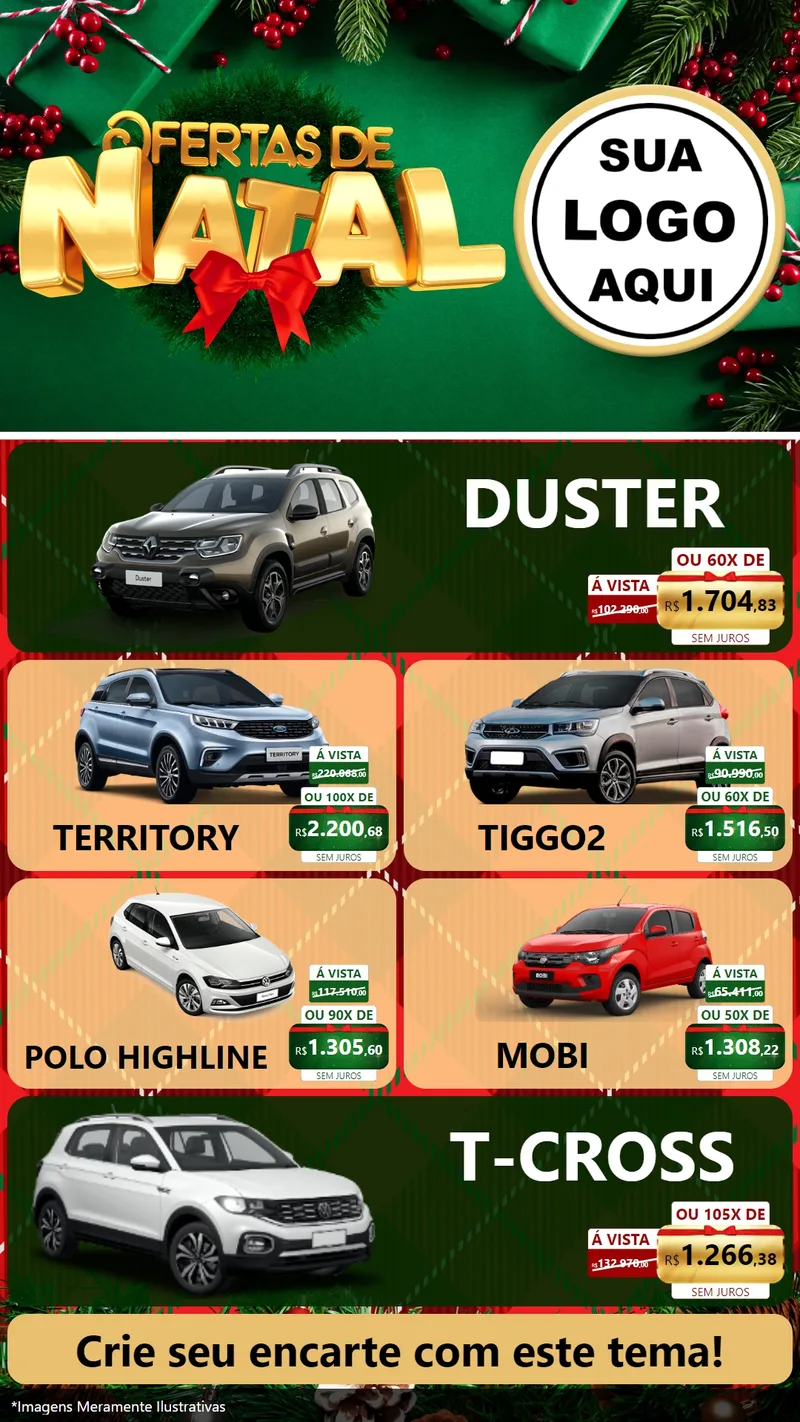 Modelo de TV para TV Vertical com o tema Ofertas de Natal para Concessionaria de Carros