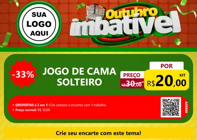 Modelo de Cartaz para Cartaz A4 Horizontal com o tema Outubro Imbatível para Cama, Mesa e Banho