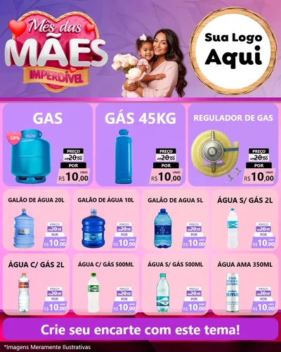 Modelo de Rede Social para Feed Instagram com o tema Mês das Mães Imperdível para Água e gás