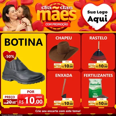 Modelo de Rede Social para Feed Facebook com o tema Dia das Mães com Promoção para Agropecuária