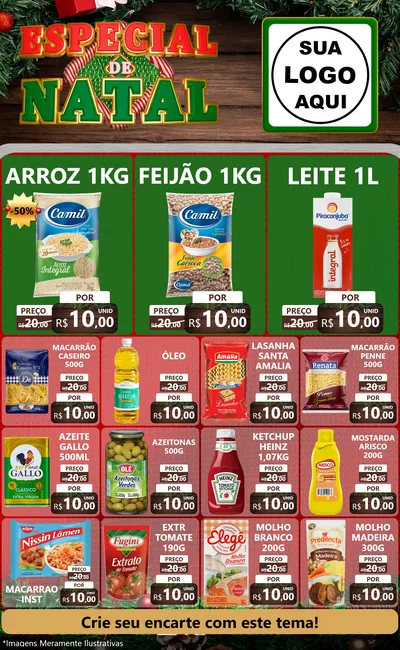 Modelo de Encarte para Encarte Grande com o tema Especial de Natal para Supermercado