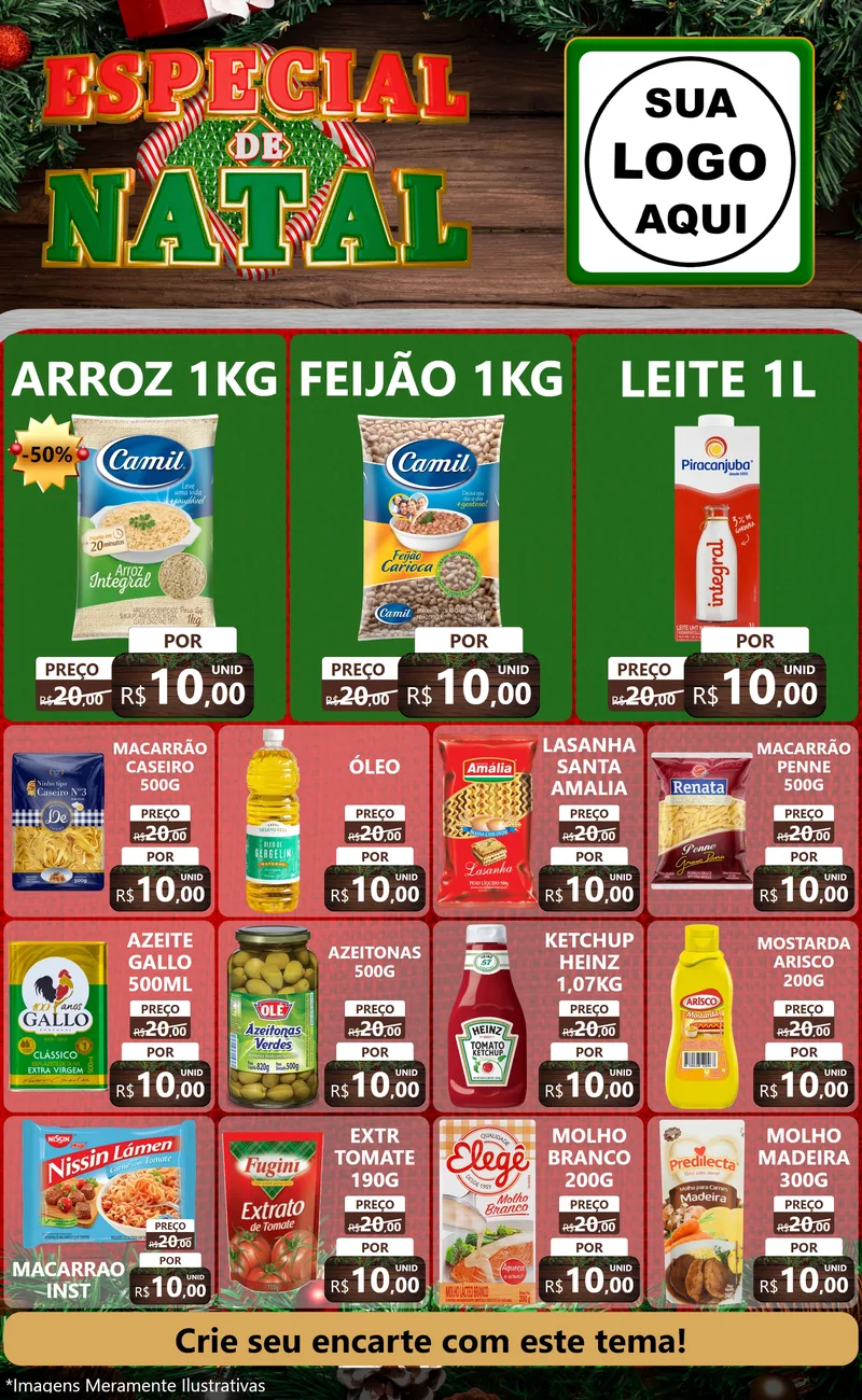 Modelo de Encarte para Encarte Grande com o tema Especial de Natal para Supermercado