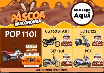 Modelo de Encarte para Encarte A4 Horizontal com o tema Páscoa da Economia para Concessionaria de Motos