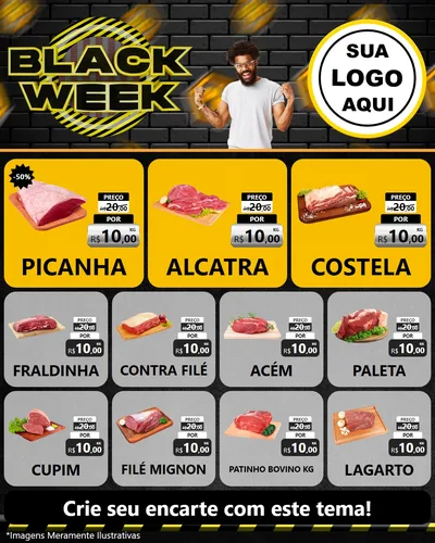 Modelo de Rede Social para Feed Instagram com o tema Black Week para Açougue