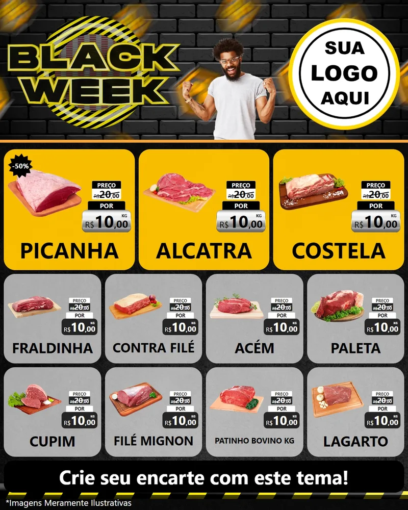 Modelo de Rede Social para Feed Instagram com o tema Black Week para Açougue