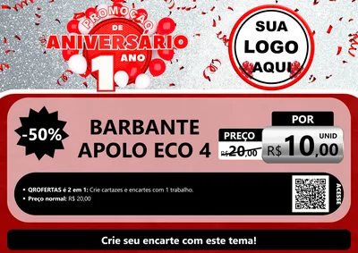 Modelo de Cartaz para Cartaz A4 Horizontal com o tema Promoção de Aniversário - 1 Ano para Armarinho e Aviamentos