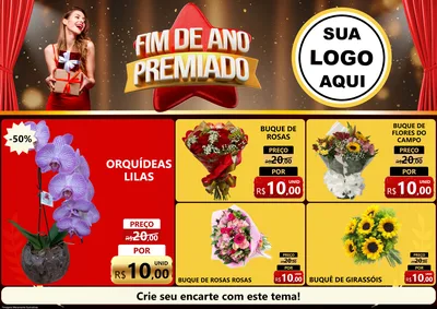 Modelo de Encarte para Encarte A4 Horizontal com o tema Fim de Ano Premiado para Floricultura e jardim
