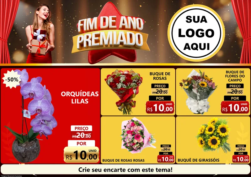Modelo de Encarte para Encarte A4 Horizontal com o tema Fim de Ano Premiado para Floricultura e jardim