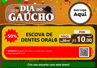 Modelo de Cartaz para Cartaz A4 Horizontal com o tema Dia do Gaúcho para Higiene Pessoal