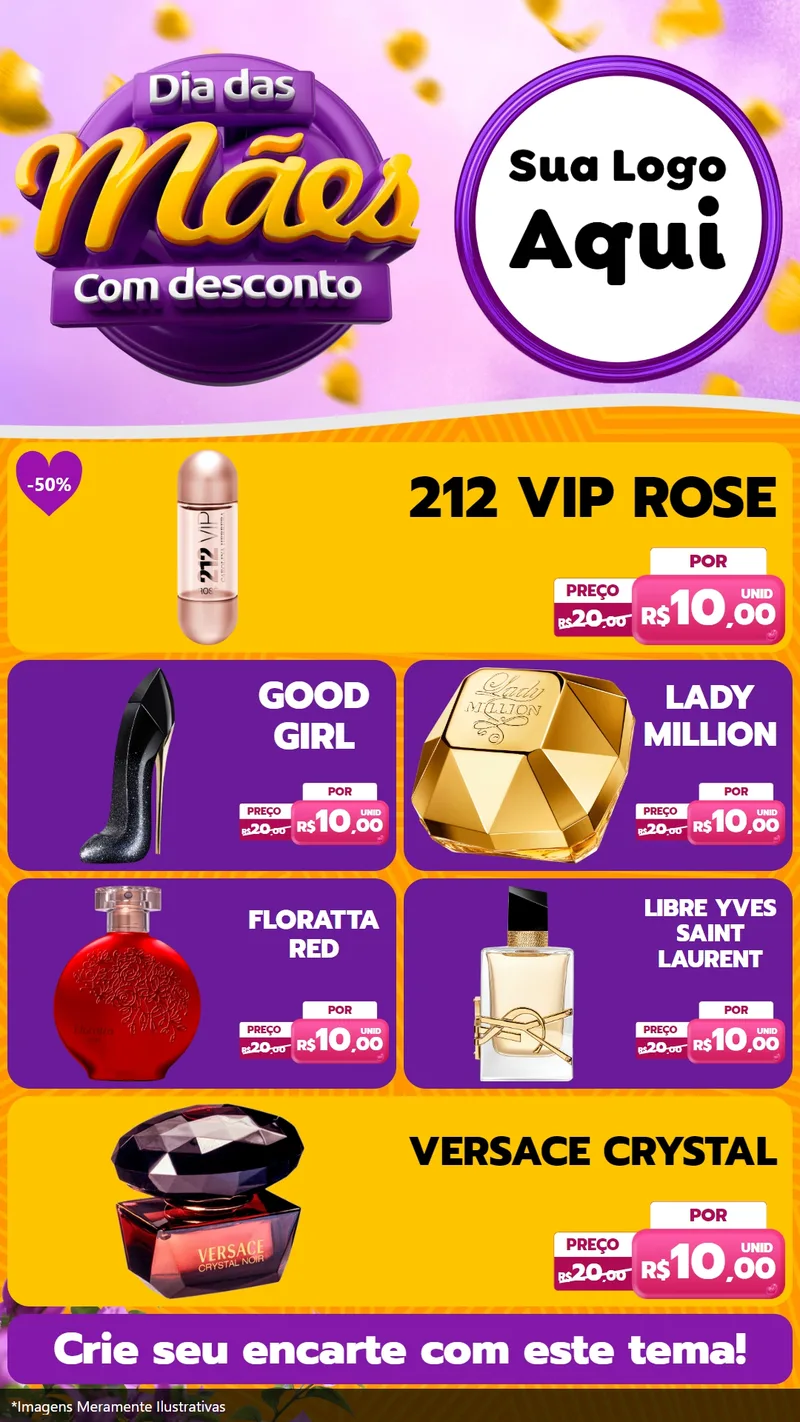 Modelo de TV para TV Vertical com o tema Dia das Mães com Desconto para Perfumes