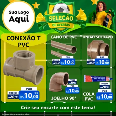 Modelo de Rede Social para Feed Facebook com o tema Seleção de Ofertas - Copa para Tubos e conexões