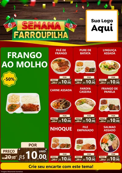 Modelo de Encarte para Encarte A4 Vertical com o tema Semana Farroupilha para Restaurante