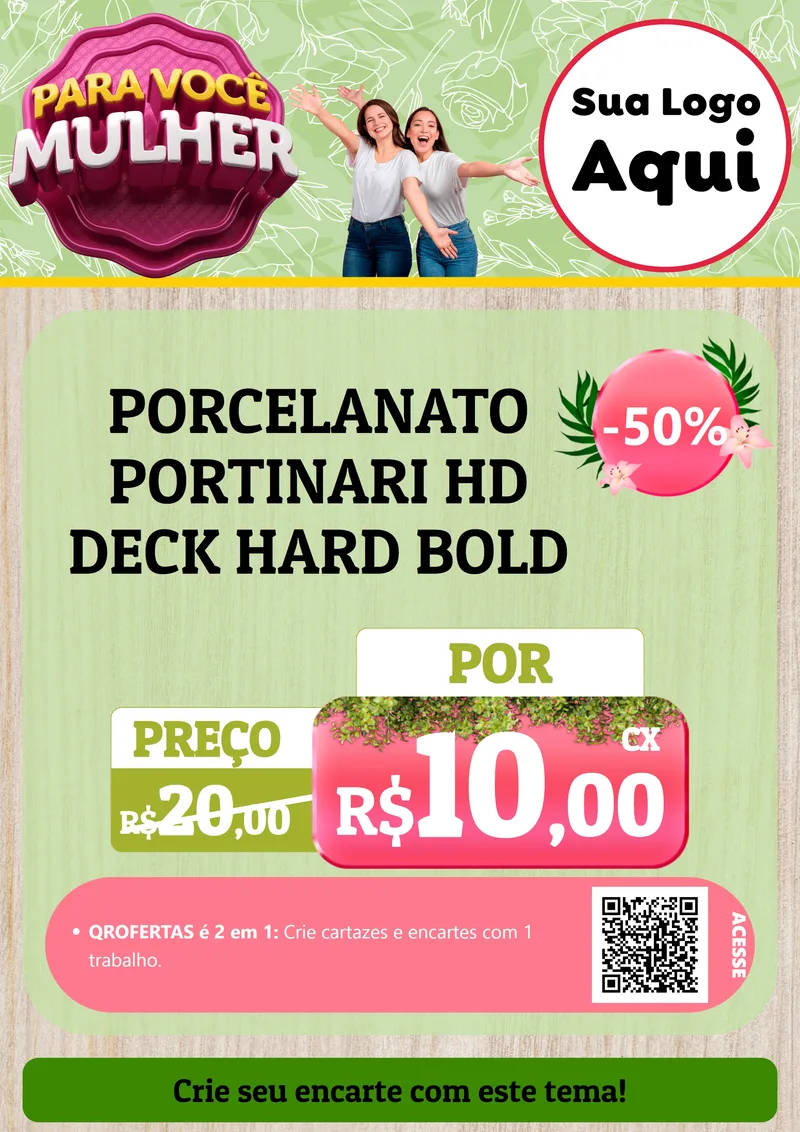 Modelo de Cartaz para Cartaz A4 Vertical com o tema Para Você Mulher para Pisos e revestimentos