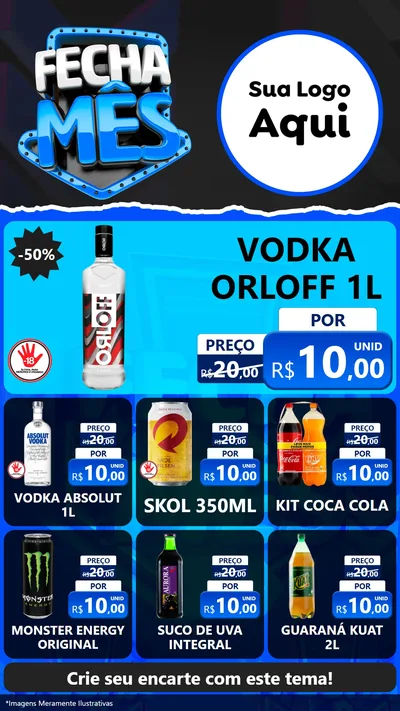Modelo de Rede Social para Stories com o tema Fecha Mês para Distribuidora de bebidas