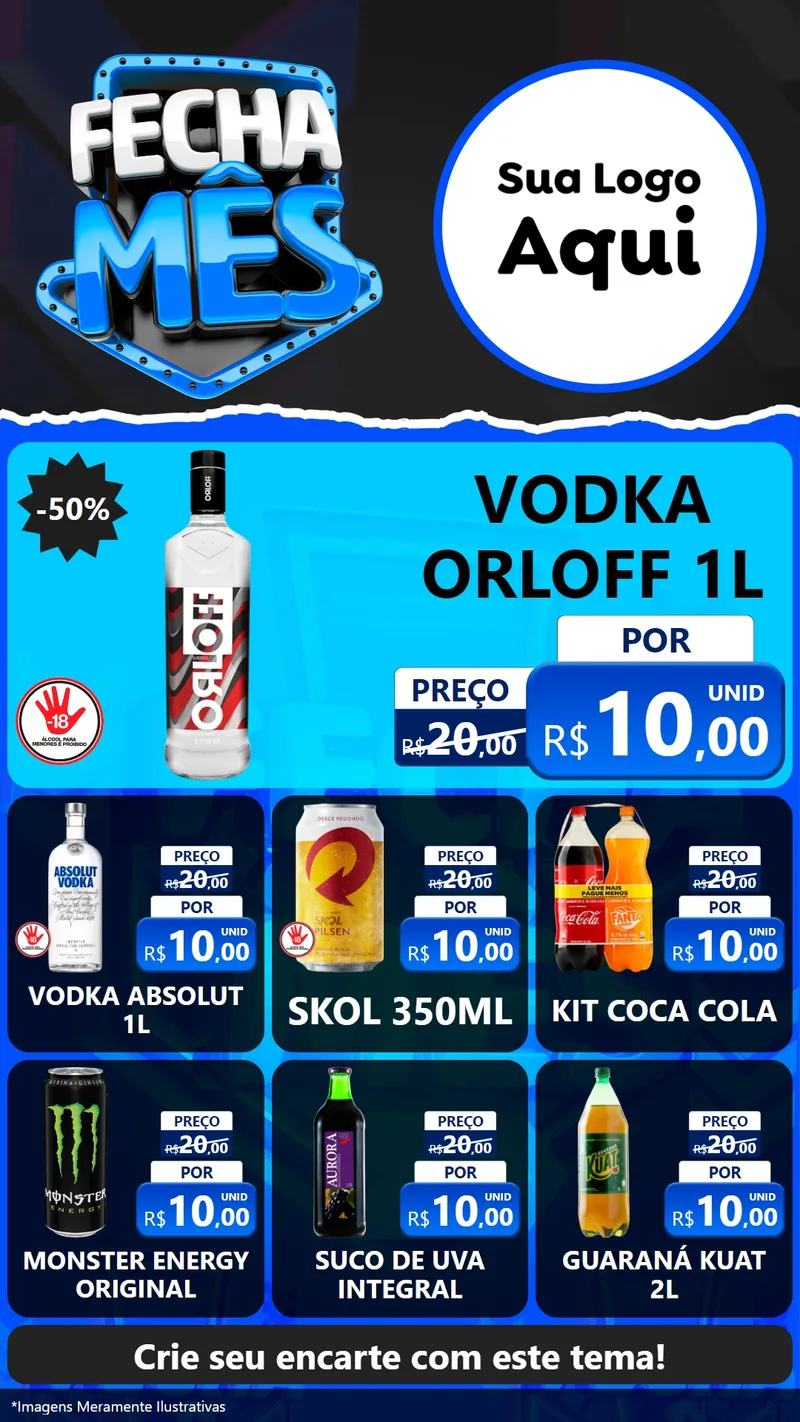 Modelo de Rede Social para Stories com o tema Fecha Mês para Distribuidora de bebidas