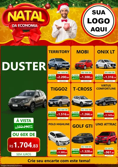 Modelo de Encarte para Encarte A4 Vertical com o tema Natal da Economia para Concessionaria de Carros