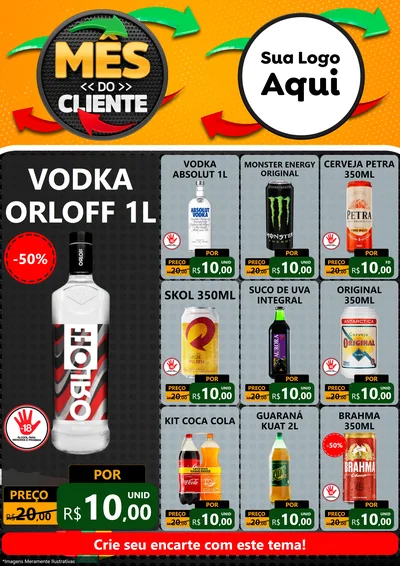 Modelo de Encarte para Encarte A4 Vertical com o tema Mês do Cliente para Distribuidora de bebidas