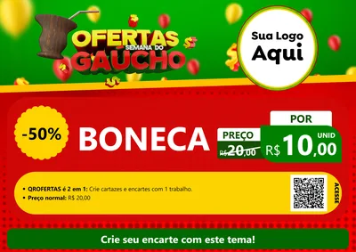Modelo de Cartaz para Cartaz A4 Horizontal com o tema Ofertas Semana Do Gaúcho para Brinquedos