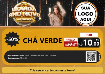 Modelo de Cartaz para Cartaz A4 Horizontal com o tema Liquida Ano Novo Imperdível para Produtos Naturais