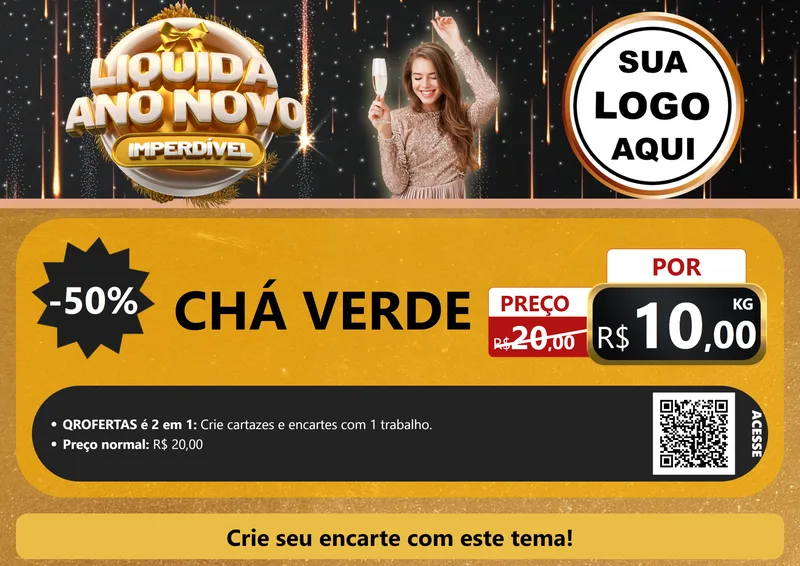 Modelo de Cartaz para Cartaz A4 Horizontal com o tema Liquida Ano Novo Imperdível para Produtos Naturais