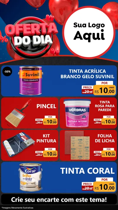 Modelo de TV para TV Vertical com o tema Oferta do Dia para Tintas e Ferramentas