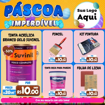 Modelo de Rede Social para Feed Facebook com o tema Páscoa Imperdível para Tintas e Ferramentas