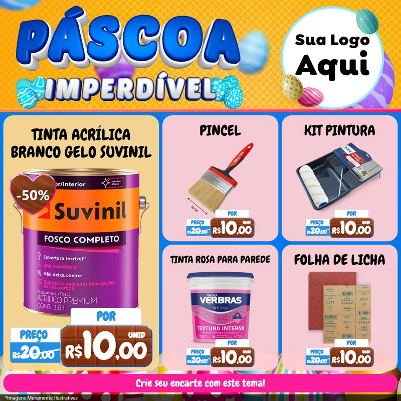 Modelo de Rede Social para Feed Facebook com o tema Páscoa Imperdível para Tintas e Ferramentas