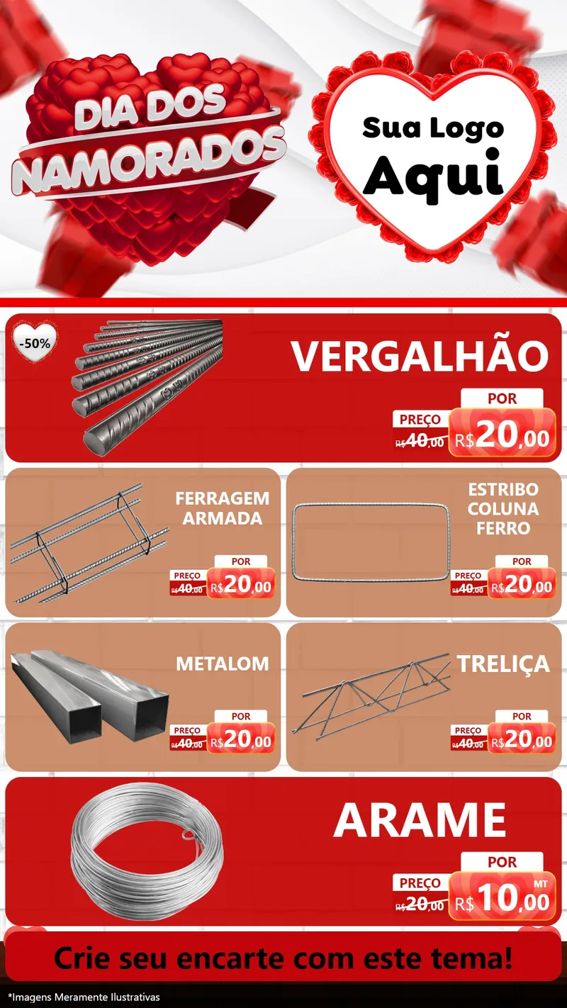 Modelo de TV para TV Vertical com o tema Dia dos Namorados para Ferragens