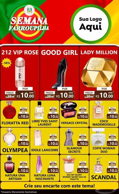 Modelo de Encarte para Encarte Grande com o tema Semana Farroupilha para Perfumes