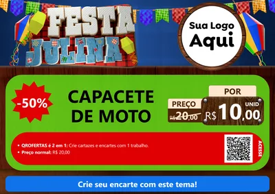 Modelo de Cartaz para Cartaz A4 Horizontal com o tema Festa Julina para Moto peças
