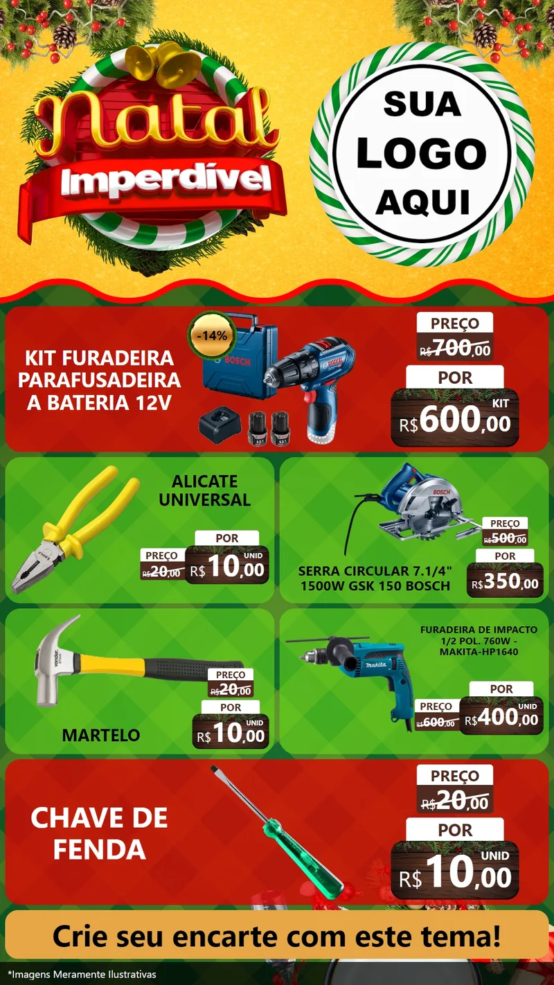 Modelo de TV para TV Vertical com o tema Natal Imperdível para Maquinas e Ferramentas
