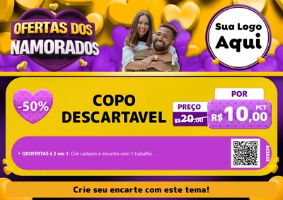 Modelo de Cartaz para Cartaz A4 Horizontal com o tema Oferta Dos Namorados para Embalagens