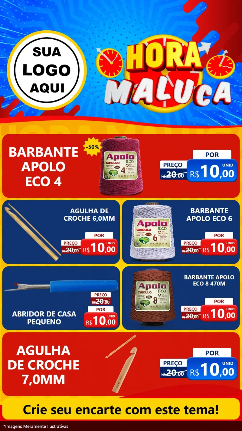 Modelo de TV para TV Vertical com o tema Hora Maluca para Armarinho e Aviamentos