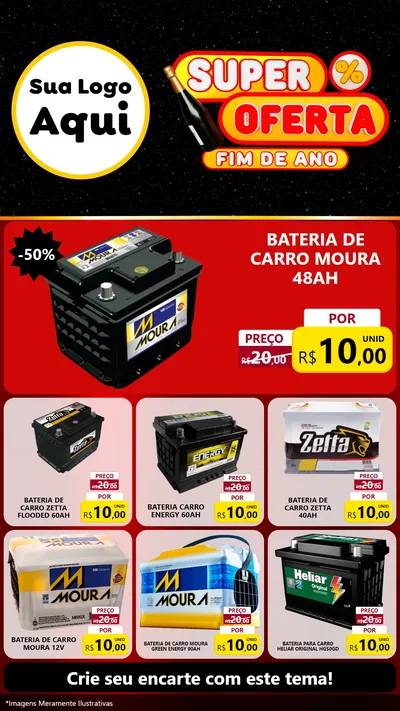 Modelo de Rede Social para Stories com o tema Super Oferta Fim de Ano para Baterias Elétricas