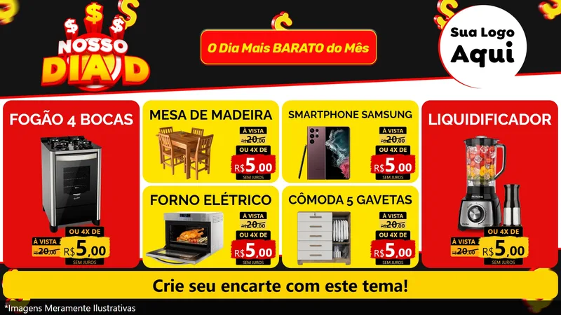 Modelo de TV para TV Horizontal com o tema Nosso Dia D para Móveis e Eletro